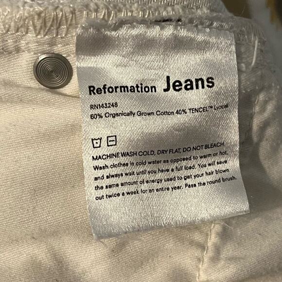 Reformation Fawcett Wide Leg Cropped High Waist Jeans Daisy Dazed White 30 - Picture 12 of 12